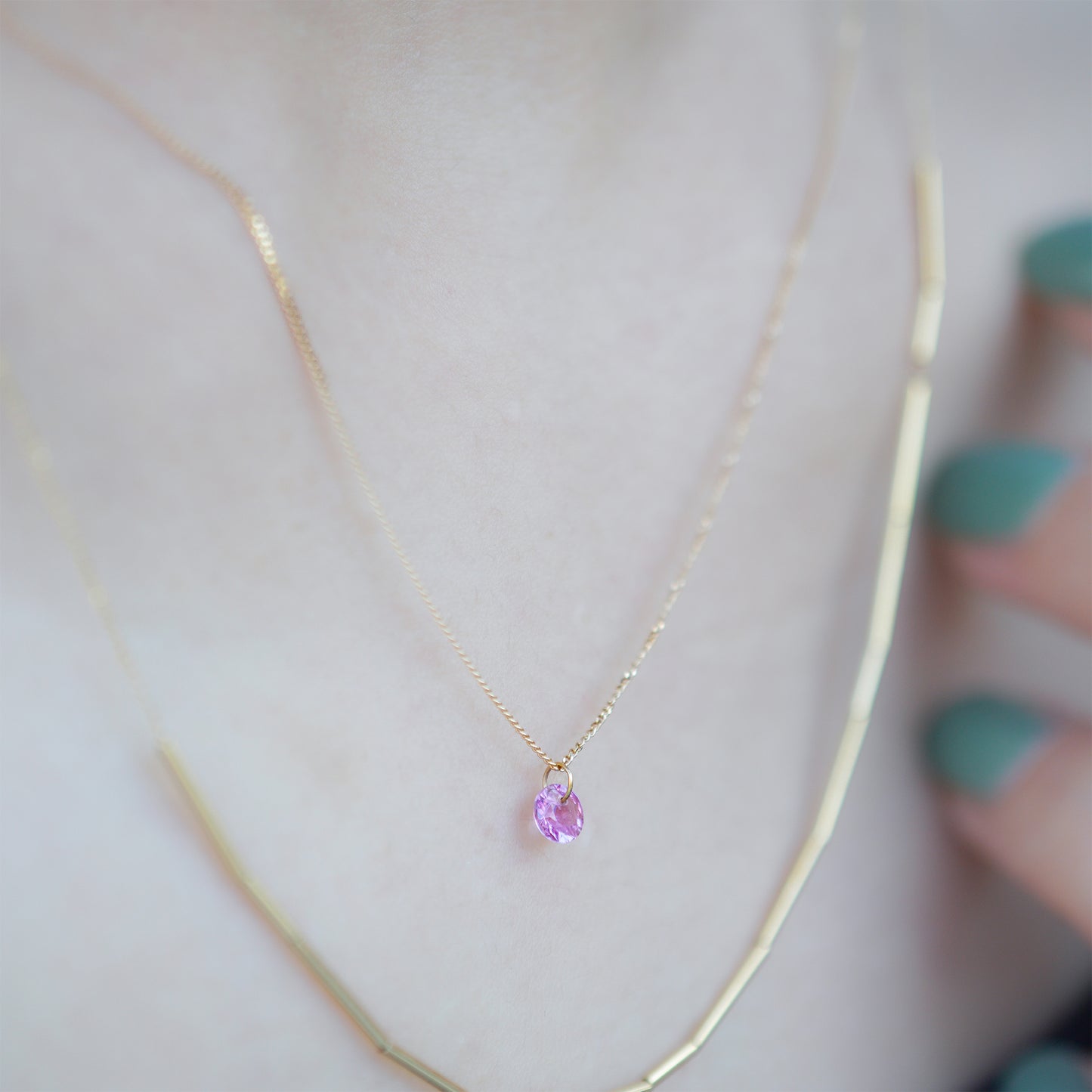 hn-451 ホールピンクサファイヤネックレス