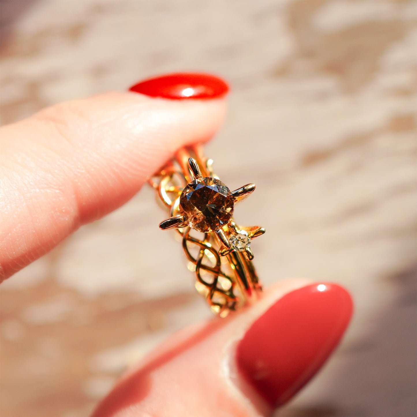 br-145 立て爪ブラウンダイヤモンド