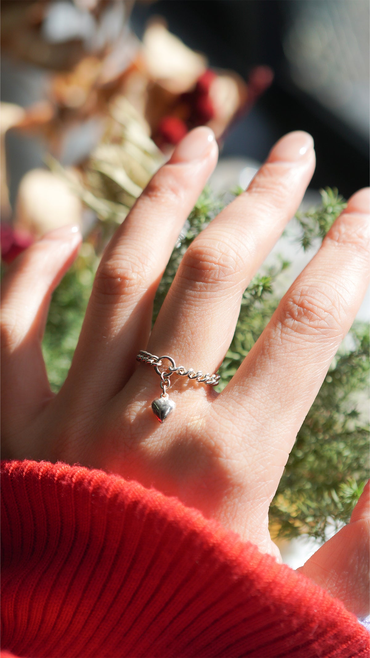 〔オンライン限定〕シルバーハートチェーンリング wr-5-25