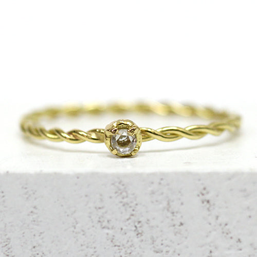 hr-407 4つ爪ローズカット ダイヤ リング