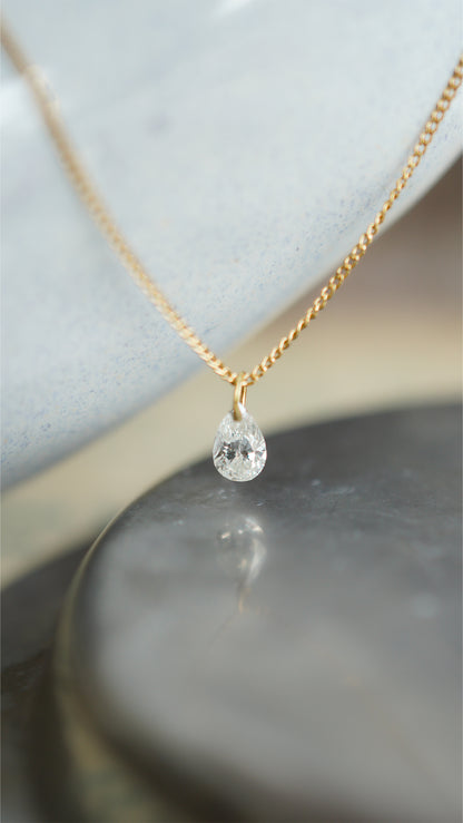 ペアシェイプブリリアントカットダイヤモンドネックレス hn-14w-05