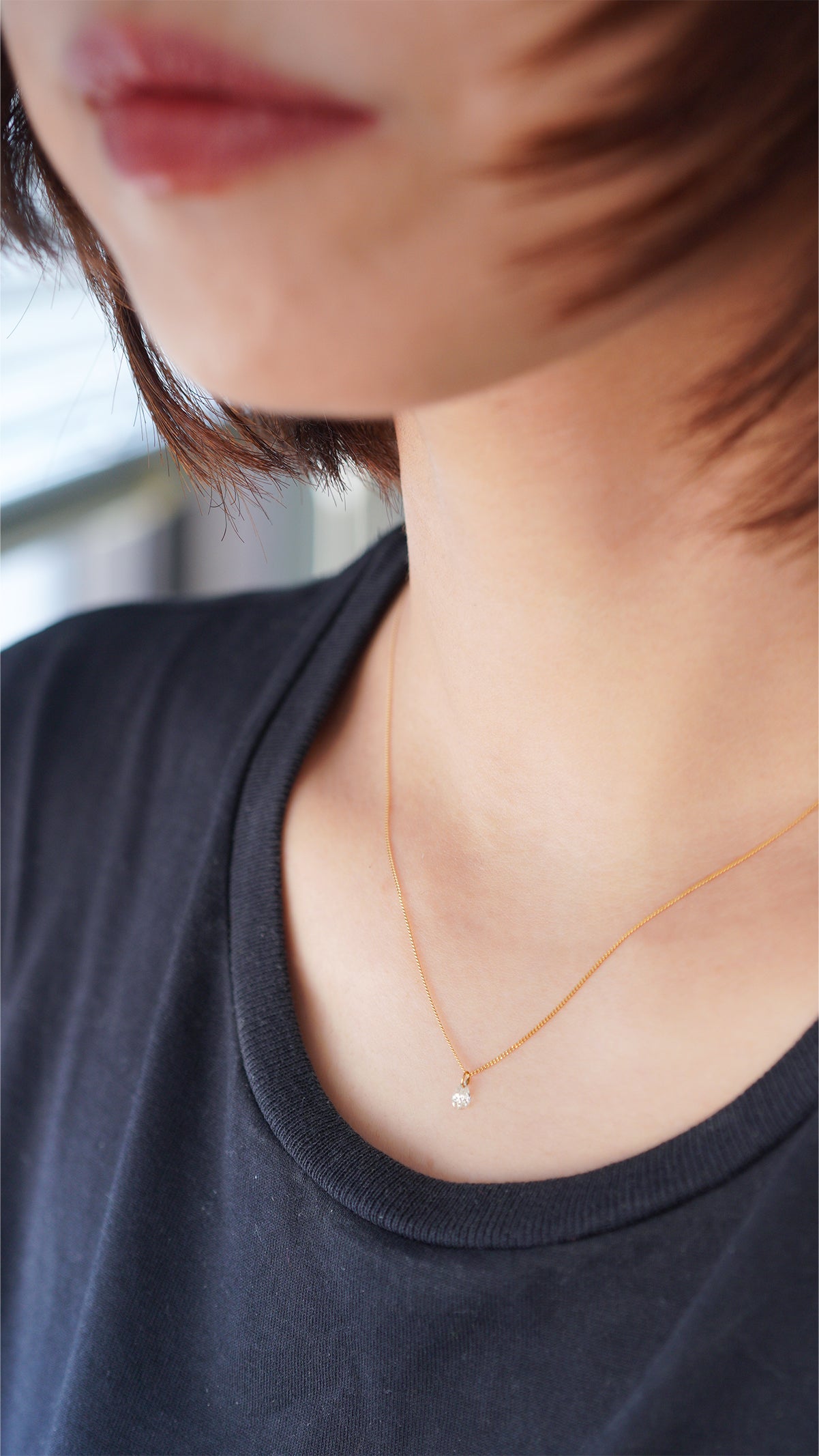 ペアシェイプブリリアントカットダイヤモンドネックレス hn-14w-05
