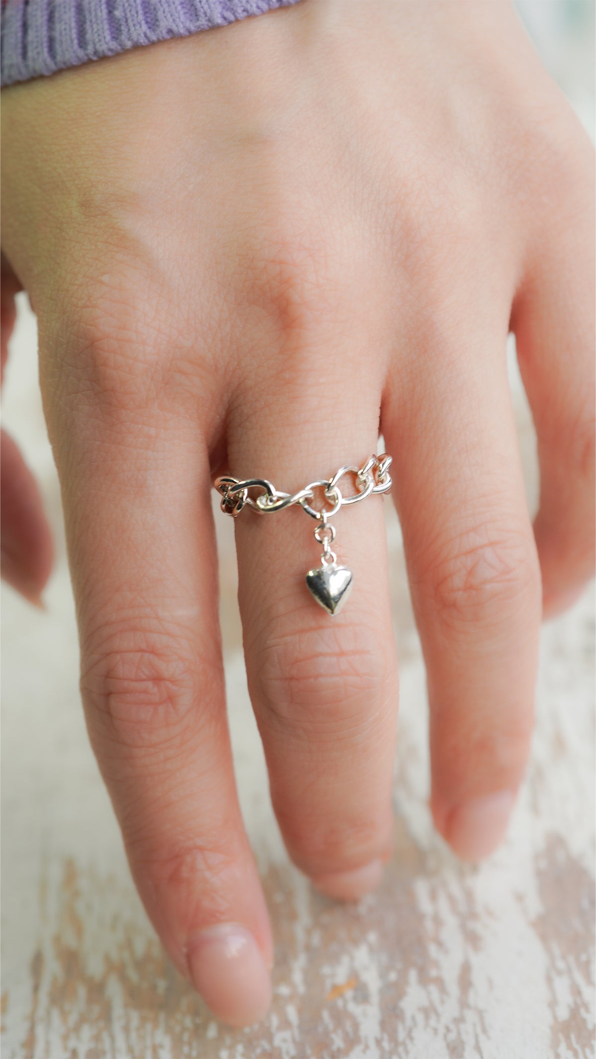 〔オンライン限定〕シルバーハートチェーンリング wr-3-25